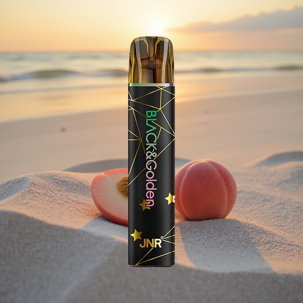 JNR Black&Golden 800 Puffs Vienreizējās lietošanas vape Augļu Persiks 550mAh 2ml TPD 2%