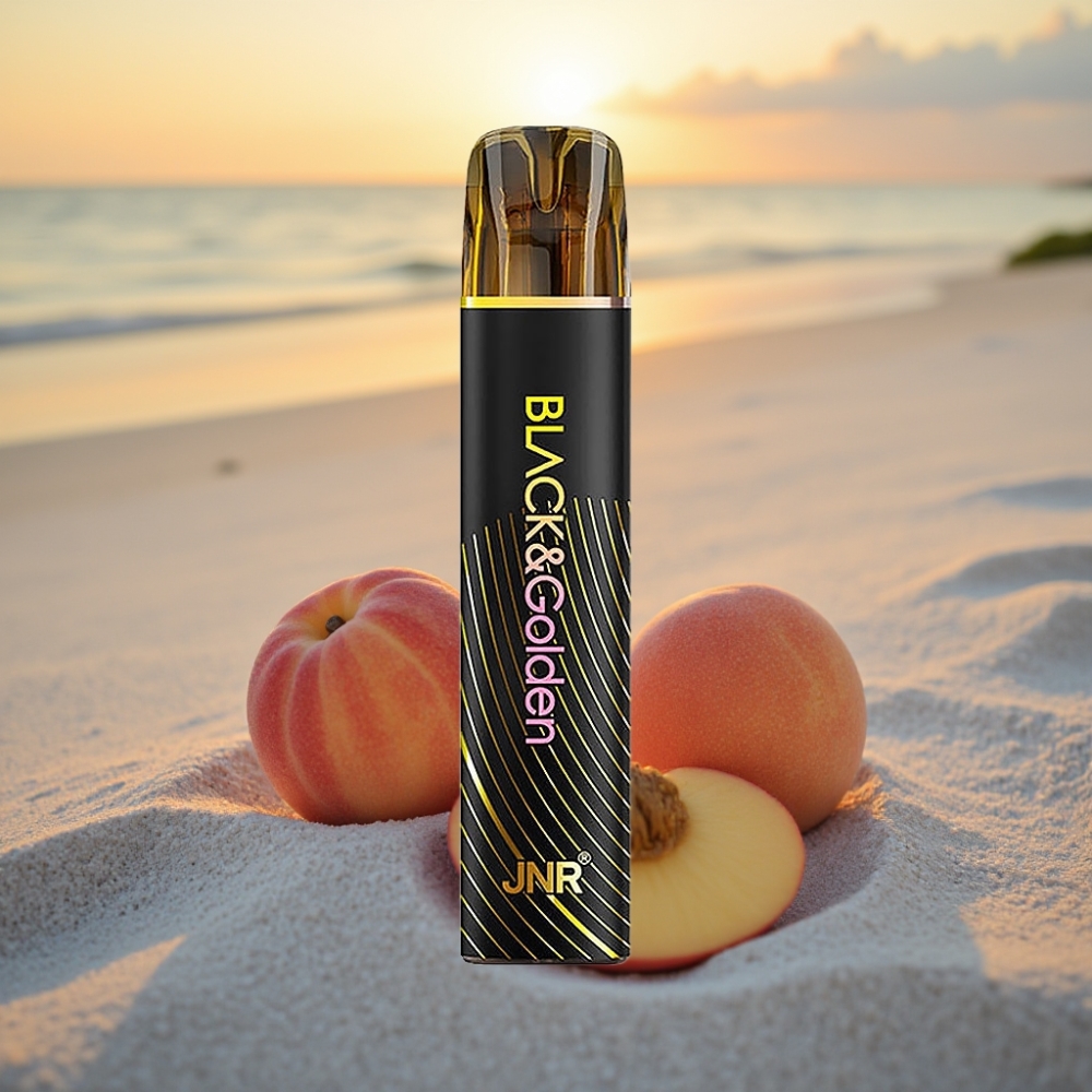 JNR Black&Golden 800 Puffs Vienreizējās lietošanas vape (Persiku Mango) 550mAh 2ml TPD 2% Nikotīns