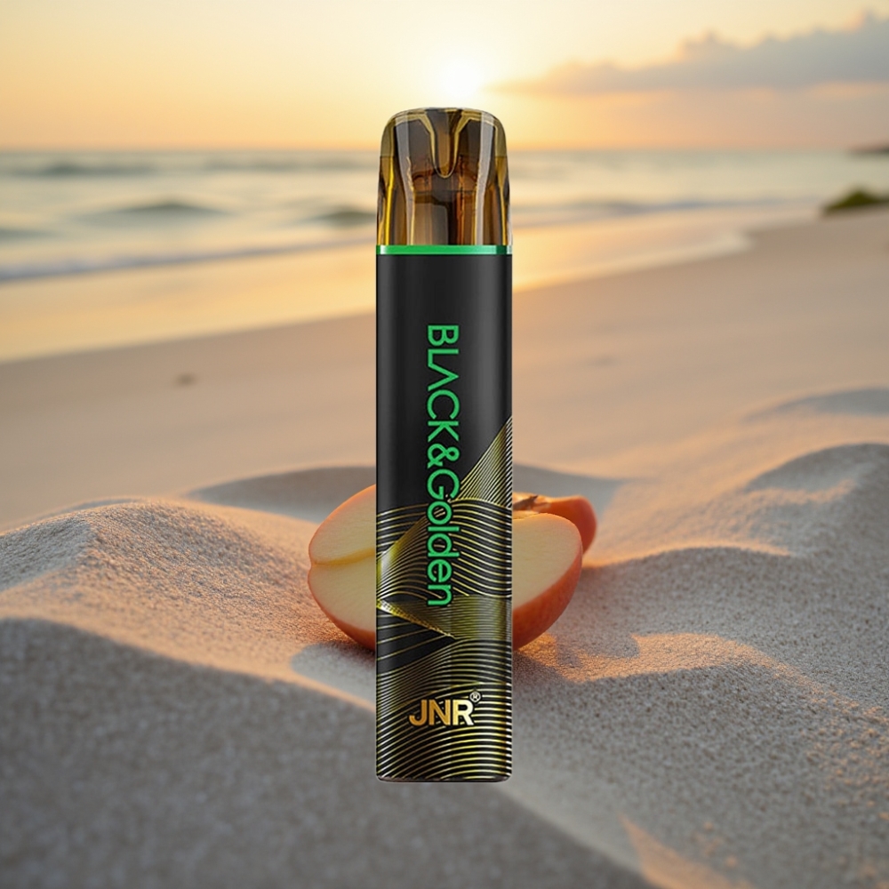 JNR Black&Golden 800 Puffs Vienreizējās lietošanas vape Skābo Ābeļu, 550mAh, 2ml, TPD, 2% Nikotīna