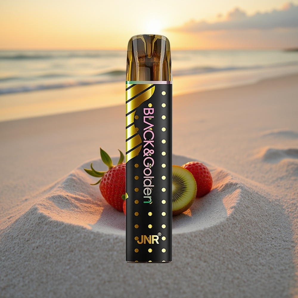 JNR Black&Golden 800 Puffs Vienreizējās lietošanas vape Zemeņu Kiwi 550mAh 2ml TPD 2%