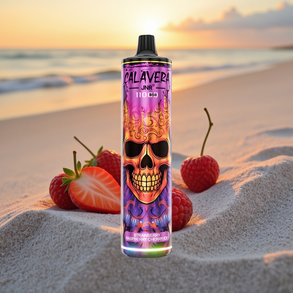 JNR Calavera 11000 Puffs Vienreizējās lietošanas vape (Zemeņu Aveņu Ķiršu Ledus) ar Type-C, 850mAh, 21ml, 1.0ohm