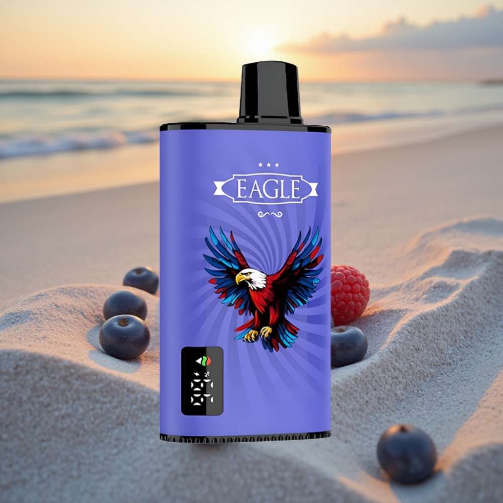 JNR EAGLE Smart 23000 Puffs Vienreizējās lietošanas vape Digitālais Displejs 1.0ohm 25ml Zilā Aveņķirša