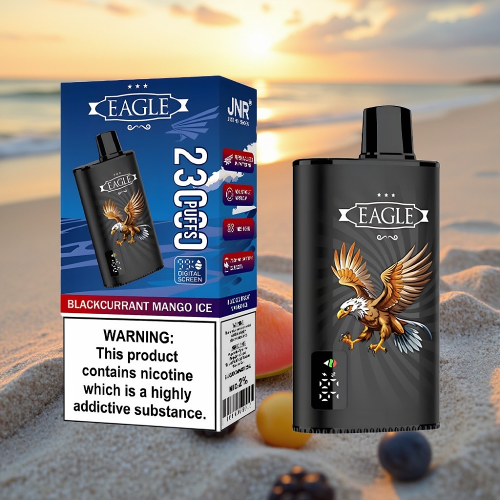JNR EAGLE Smart 23000 Puffs Vienreizējās lietošanas vape Digitālais Displejs 1,0ohm Coil 25ml Melnā Upene Mango Ledus