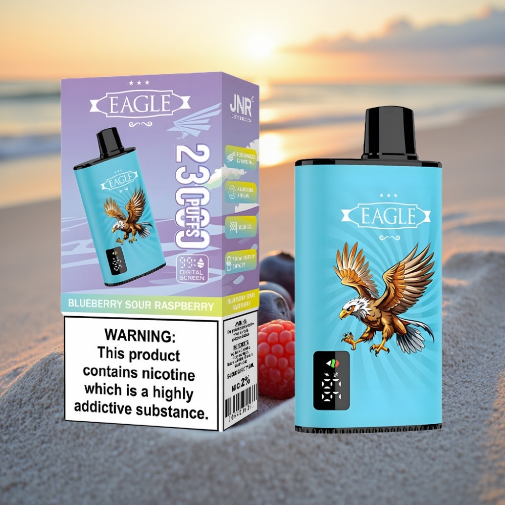 JNR EAGLE Smart 23000 Puffs Vienreizējās lietošanas vape Digitālais Ekrāns, 1.0ohm Sietspole, Adjustable Airflow, Zilāogu Skābā Avenes Garša
