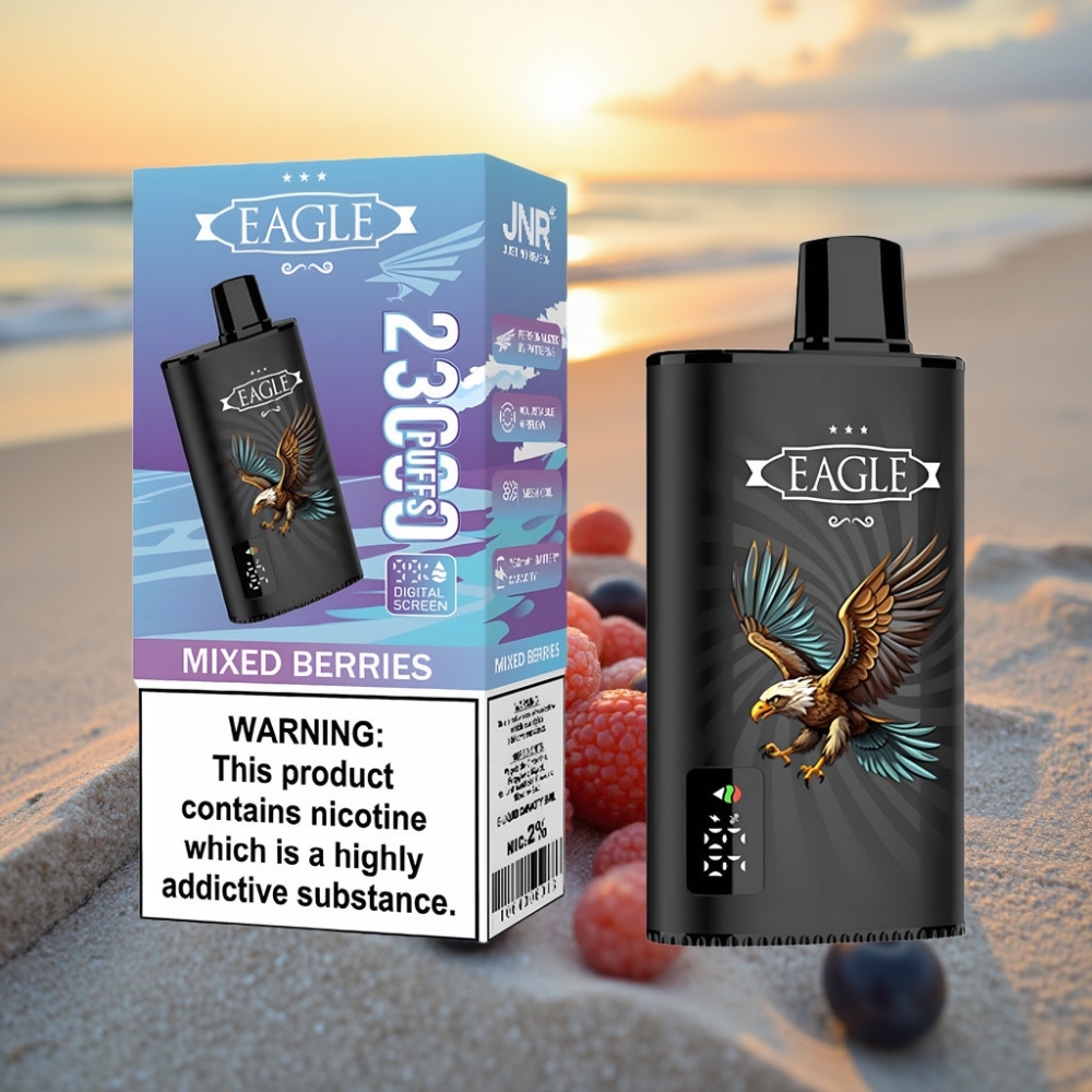 JNR EAGLE Smart 23000 Puffs Vienreizējās lietošanas vape Jauktās Ogles, Digitālais Displejs, 1.0ohm, Type-C