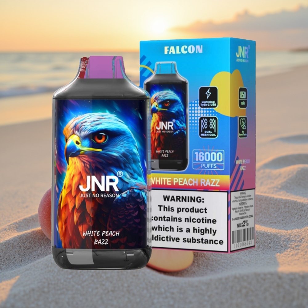 JNR Falcon 16000 Puffs Vienreizējās lietošanas vape Baltā Persiku Razz 22ml 850mAh Type C