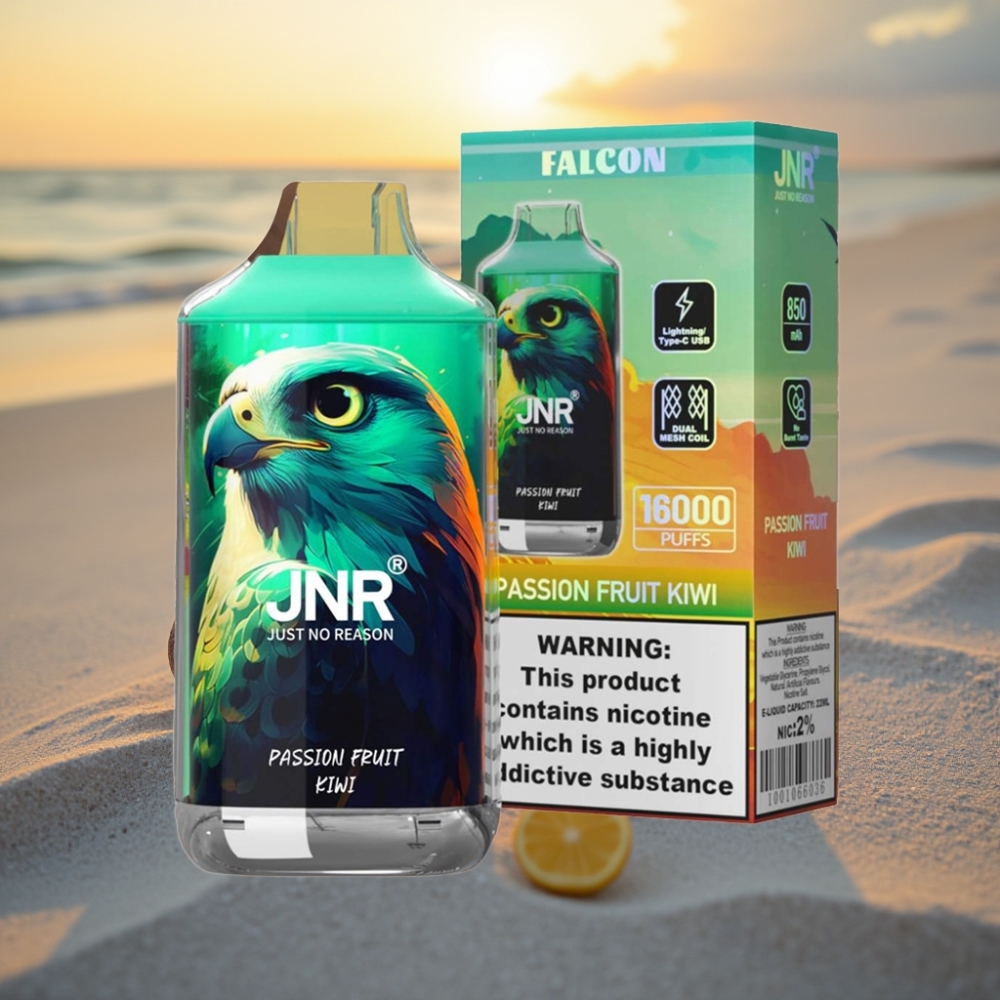 JNR Falcon 16000 Puffs Vienreizējās lietošanas vape Maraugļu Kiwi 850mAh 22ml Dual Mesh Type C