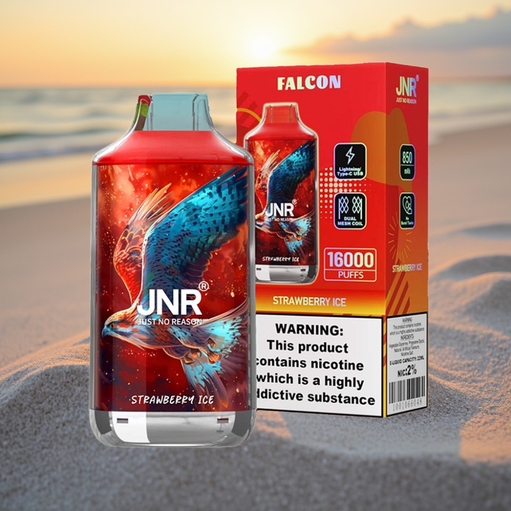 JNR Falcon 16000 Puffs Vienreizējās lietošanas vape Zemeņu Ledus 850mAh 22ml Dual Mesh Coil