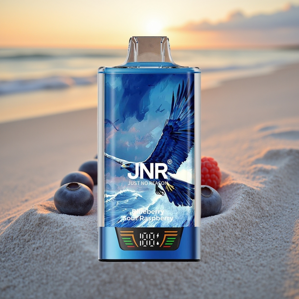 JNR Falcon Pro 28000 Dispozabla Vape Zilā ķiršeņu Aveņu, 30ml, 5% nikotīna, USB-C