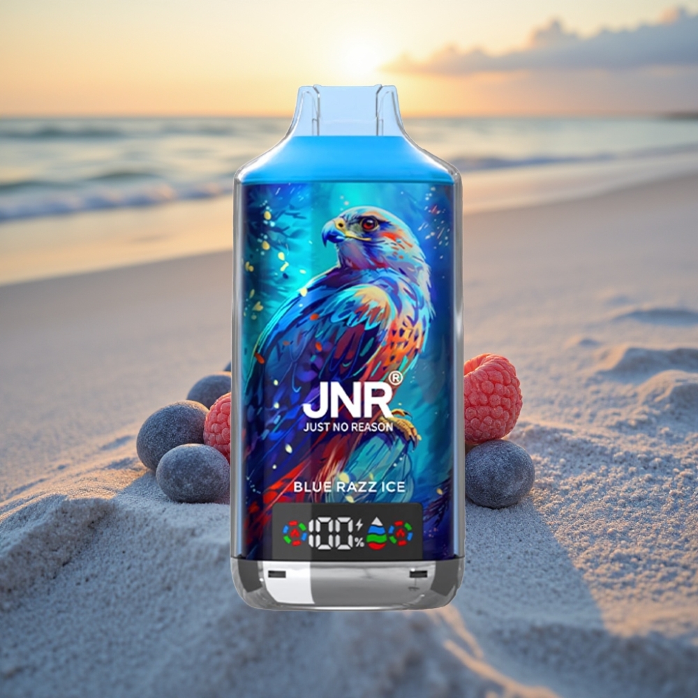 JNR Falcon X 18000 Puffs Vienreizējās lietošanas vape Zilā Aveņu Ledus, 24ml, 750mAh, Type-C