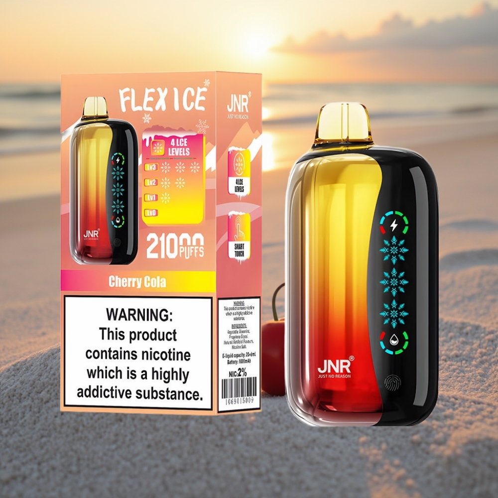 JNR Flex Ice 21000 Pūšu Vienreizējās lietošanas vape Ķiršu Kola ledus regulējams, 26ml, Touch Screen