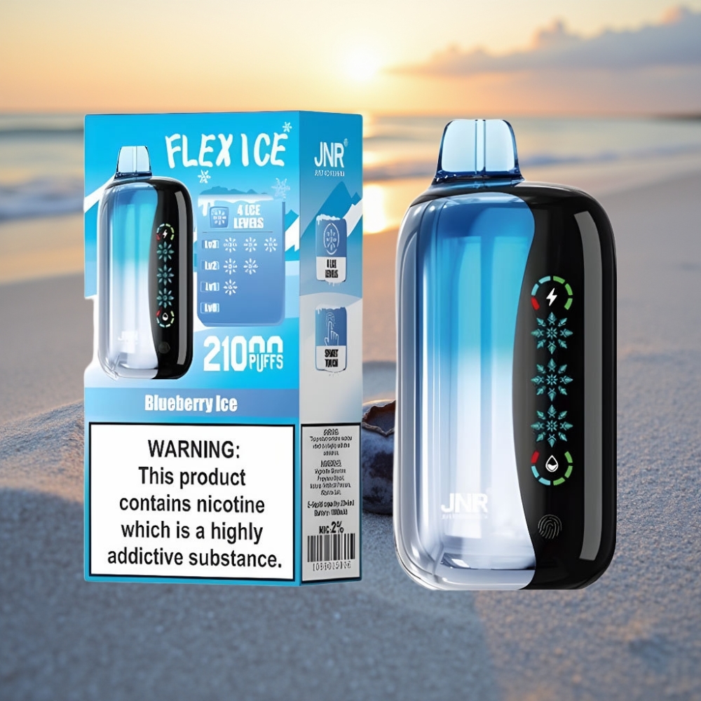 JNR Flex Ice 21000 Puffs Izmetamais Veips Zilā Ogu Ledus, Ice Adjustable, 26ml, 1.2 Ohm Dual Mesh, 1000mAh, Type-C