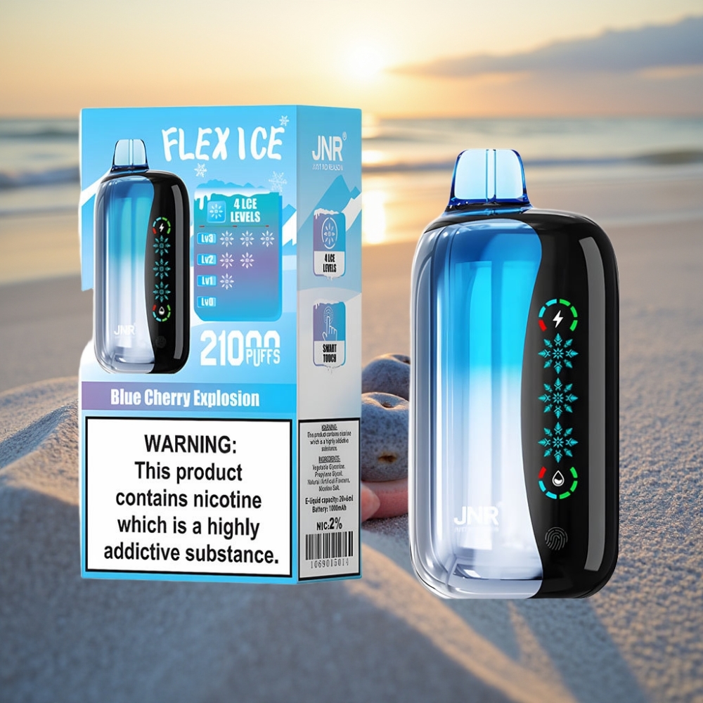 JNR Flex Ice 21000 Puffs Izmetamais Veips Zila Kiršu Eksplozija: Ledus Regulējams, 26ml E-li