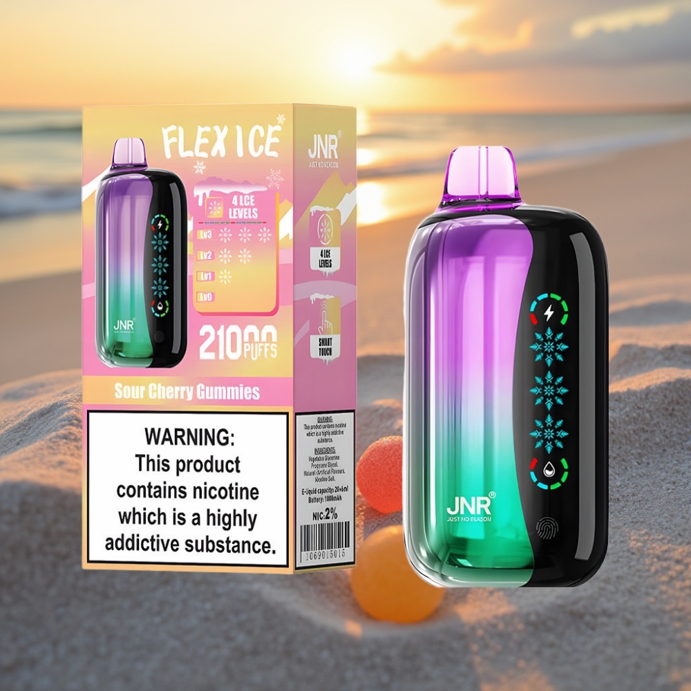 JNR Flex Ice 21000 Puffs Vienreizējās lietošanas vape Skābā ķiršu konfektes ar regulējamo Ice, 26ml, Touch Screen