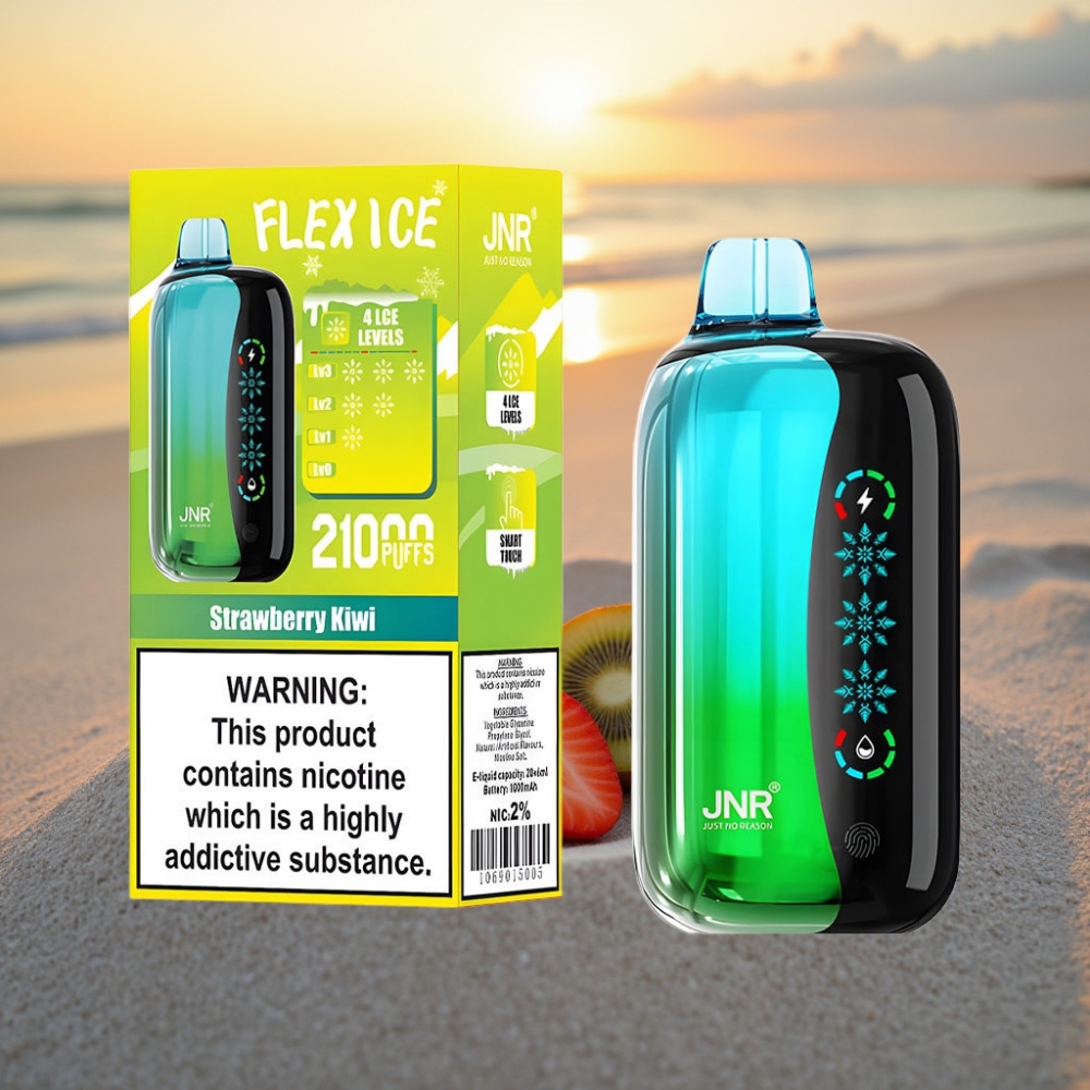 JNR Flex Ice 21000 Puffu Vienreizējās lietošanas vape Zemeņu-Kivi & Adjustable Ice, 26ml, Touch Screen
