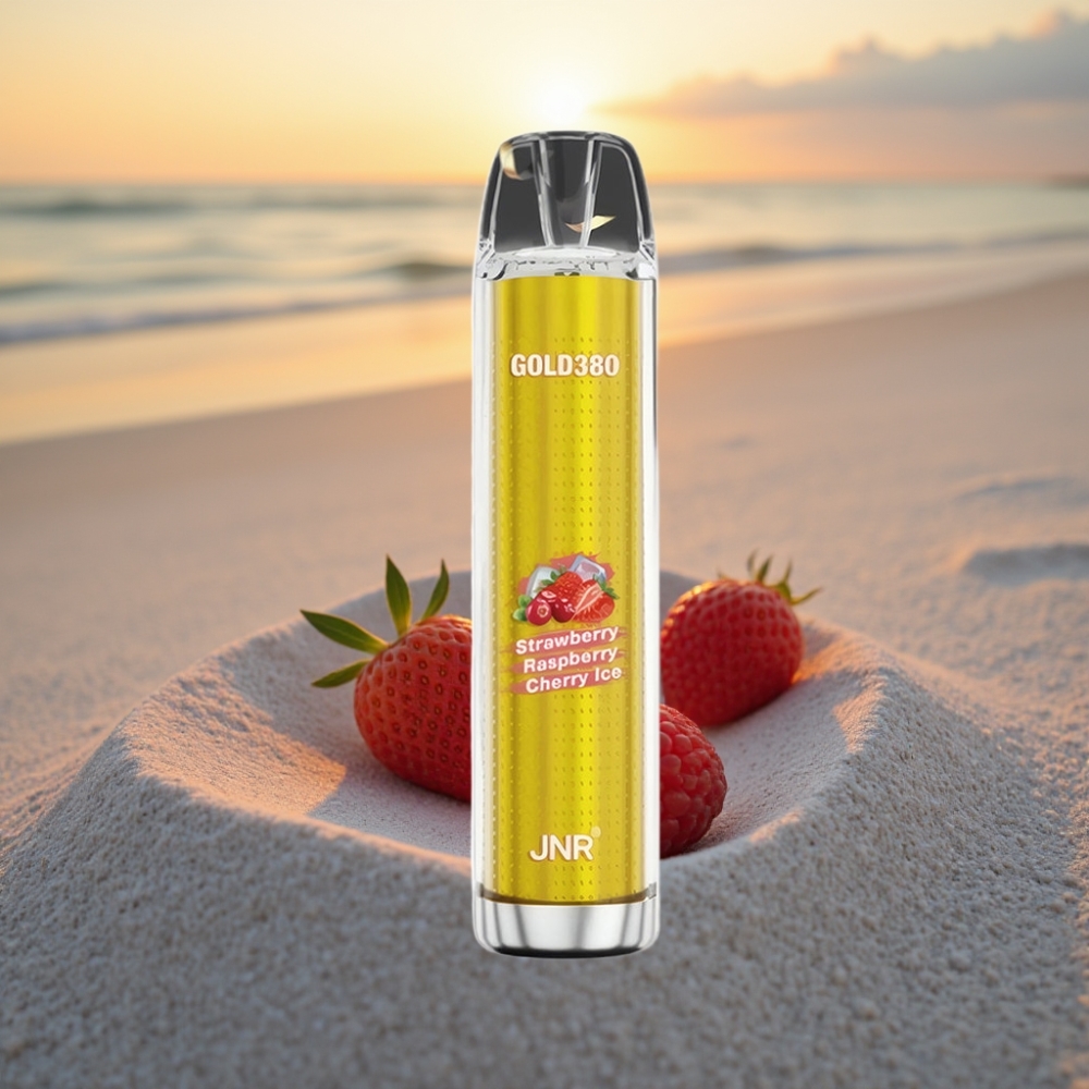 JNR Gold380 6000 Puffs Vienreizējās lietošanas vape Zemenes Aveņu, 1500mAh, 13ml, 0%/2%/5%