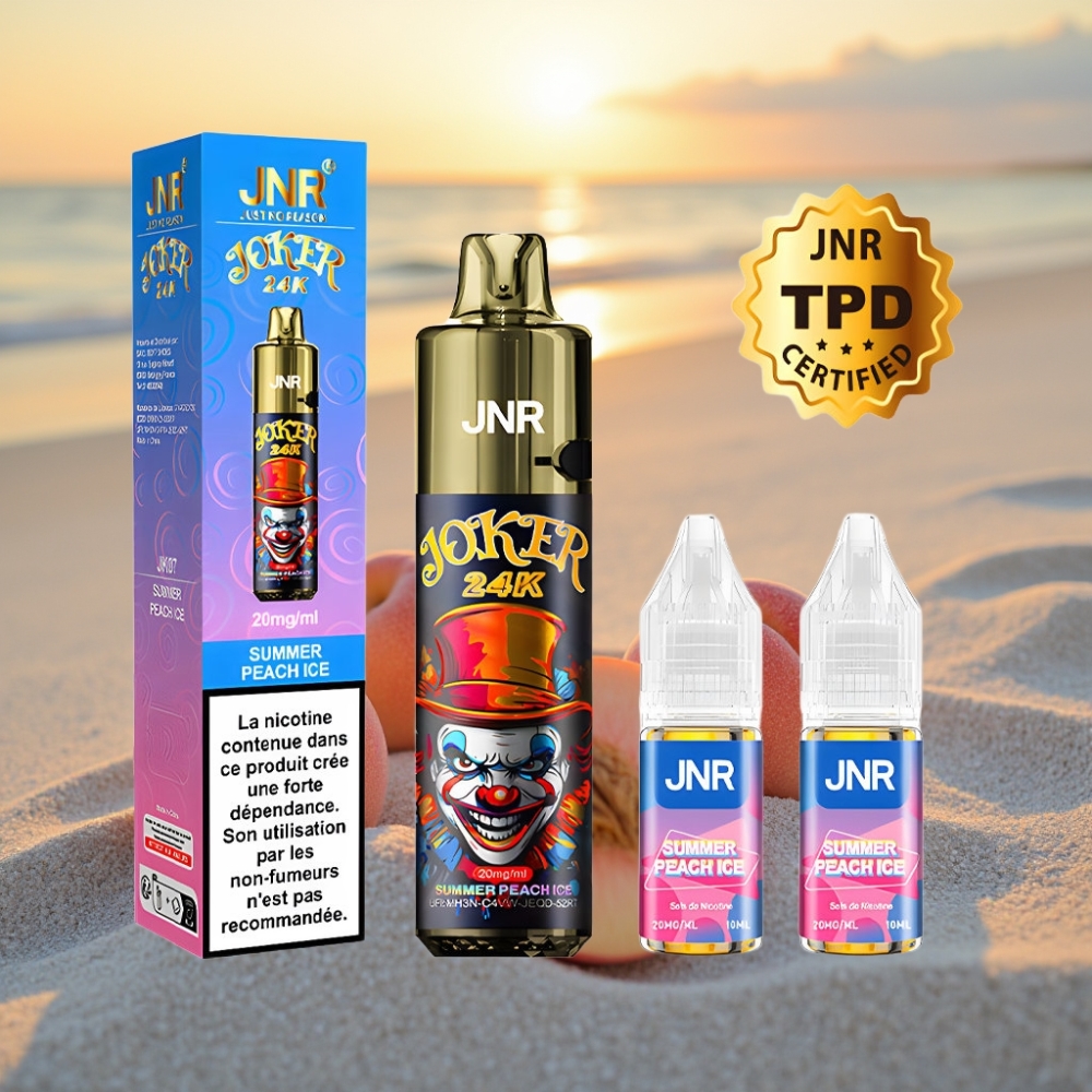 JNR Joker 24K Pūšas Vienreizējās lietošanas vape Vasaras Persiku Ledus, 2+10ml, 800mAh, Type-C