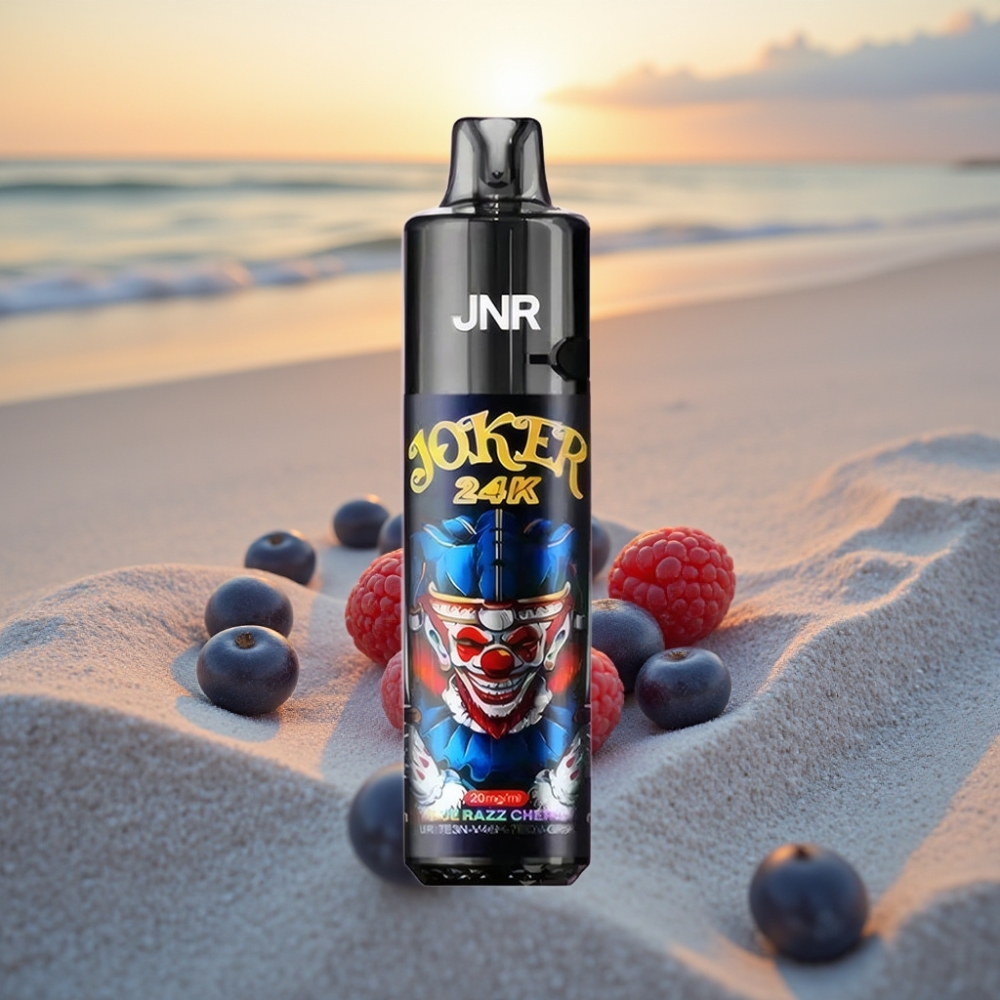 JNR Joker 24K Pūti Vienreizējās lietošanas vape Zilā Aveņķiršu 2+10ml Pods 800mAh 2% Nikotīns