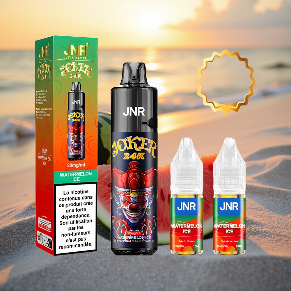 JNR Joker 24K Pūšu Vienreizējās lietošanas vape Arbūza Ledus, 24000 Pūšu, 2+10ml, 800mAh
