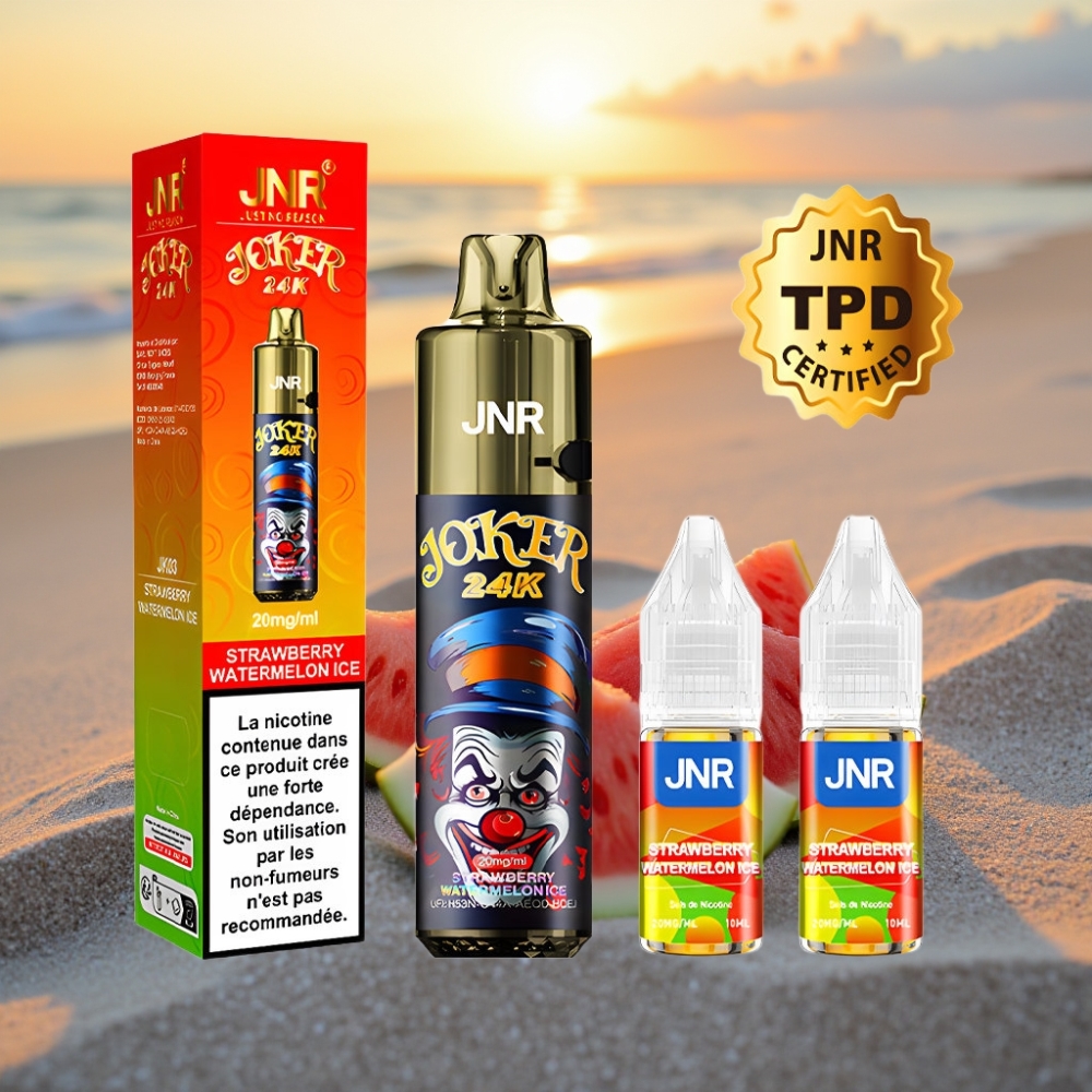 JNR Joker 24K Puffs 2+10ml Refillable Pod 800mAh Battery Zemenes Arbūza Ledus