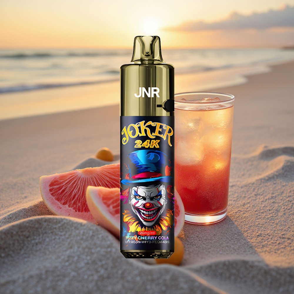JNR Joker 24K Puffs Vienreizējās lietošanas vape Dzirkstošā Kiršu Kola, 2+10ml, 800mAh, 2% nikotīna