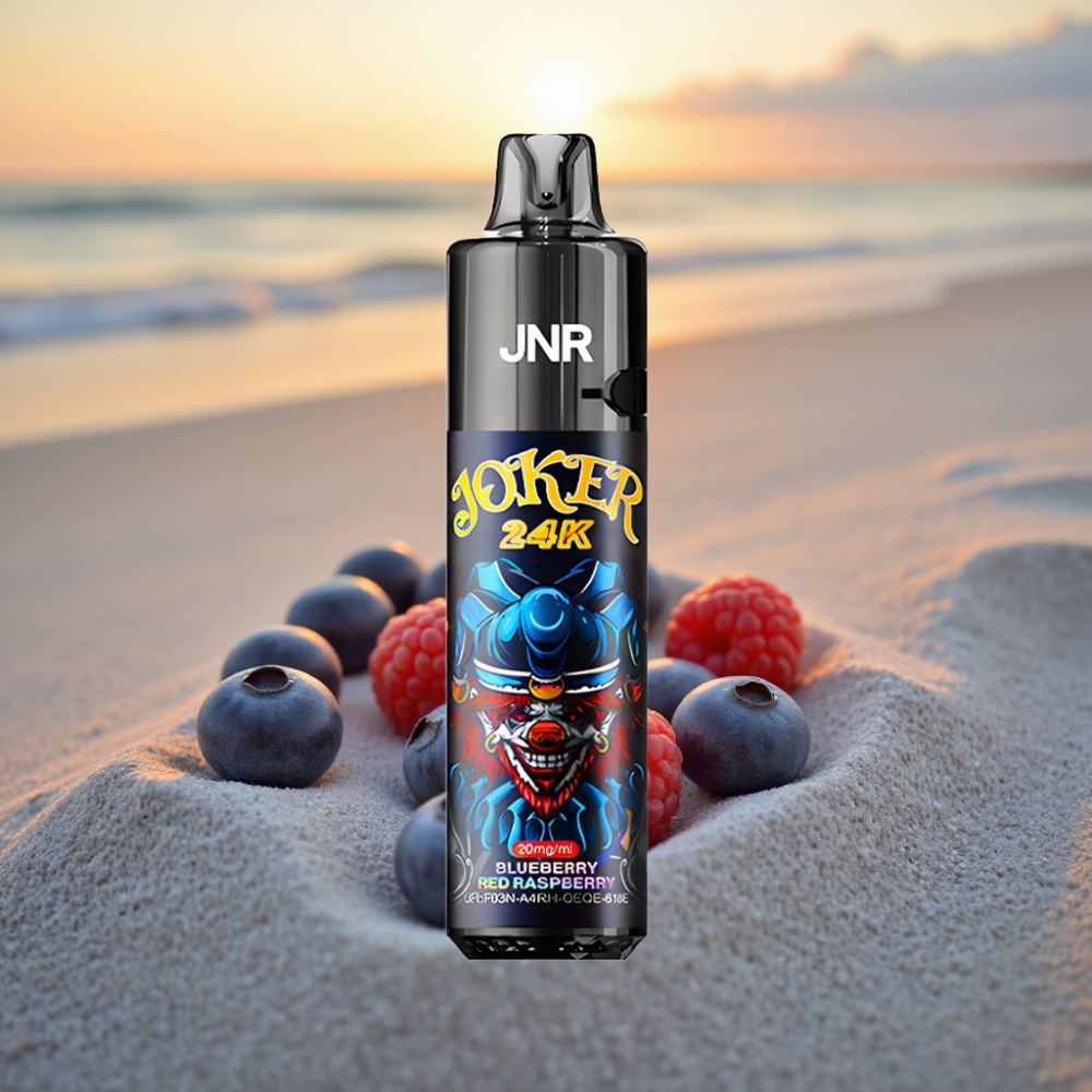 JNR Joker 24K Puffs Vienreizējās lietošanas vape Melleņu Sarkanais Aveņu, 2x10ml, 800mAh, Type-C