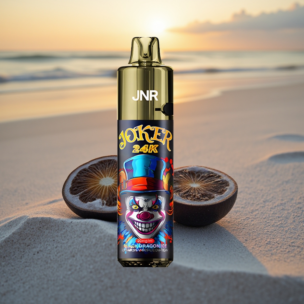 JNR Joker 24K Puffs Vienreizējās lietošanas vape Melnais Pūķa Ledus, 2+10ml, 800mAh, Type-C