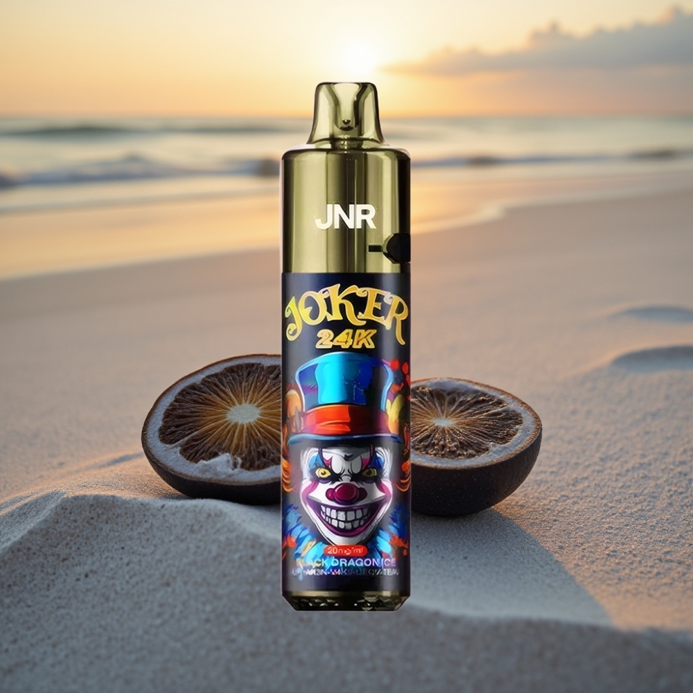 JNR Joker 24K Puffs Vienreizējās lietošanas vape Melnais Pūķa Ledus, 2+10ml, 800mAh, Type-C