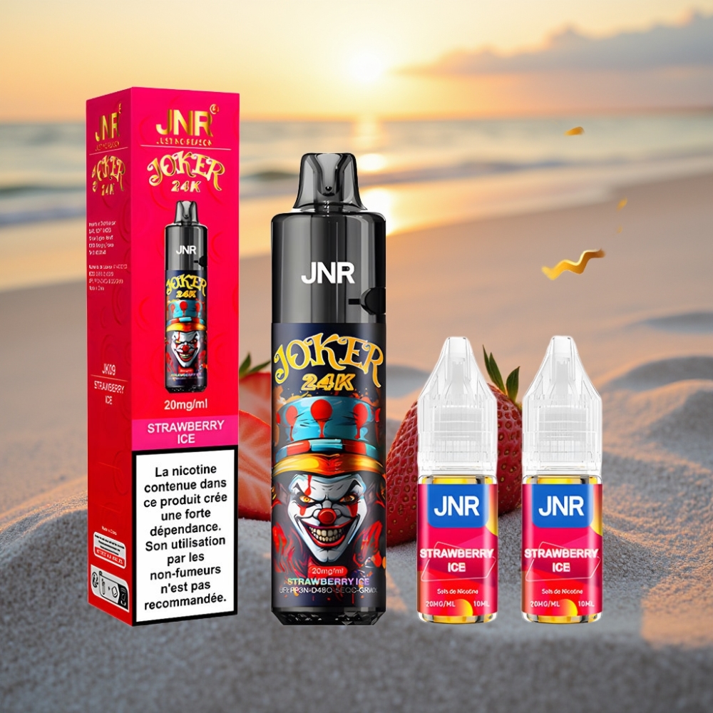 JNR Joker 24K Puffs Vienreizējās lietošanas vape Zemeņu Ledus, 2+10ml, 800mAh, 2% nikotīna