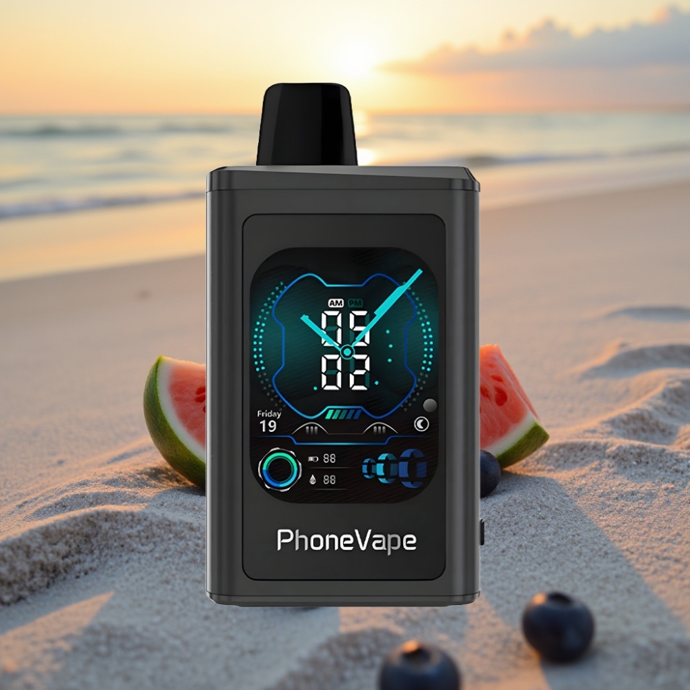 JNR PhoneVape 30000 pūšu Vienreizējās lietošanas vape Zemenes Arbūzs, 850mAh, Type-C, Turbo, Apps, Ekrāns