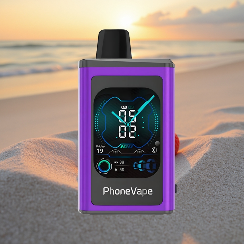 JNR PhoneVape 30000 puffs Atjaunojamais Vāpētājs (Ķiršu Zemeņu Avenes) 850mAh Type-C, Turbo, Adjustable Airflow, App, 2%/5%
