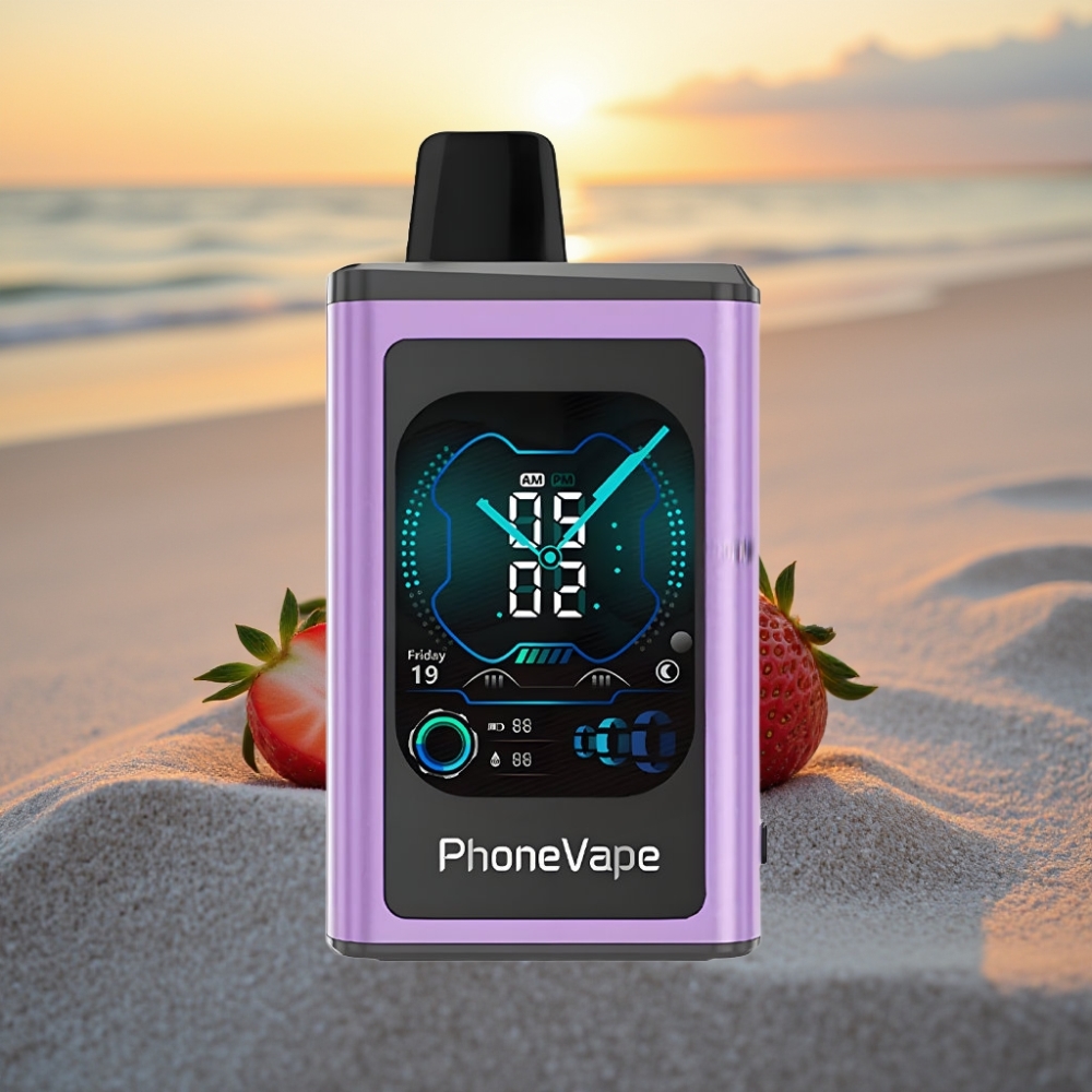 JNR PhoneVape 30000 puffs Izejamošais Vape Zemeņu Ledus, 850mAh, Type-C, Turbo, Apps, Displejs