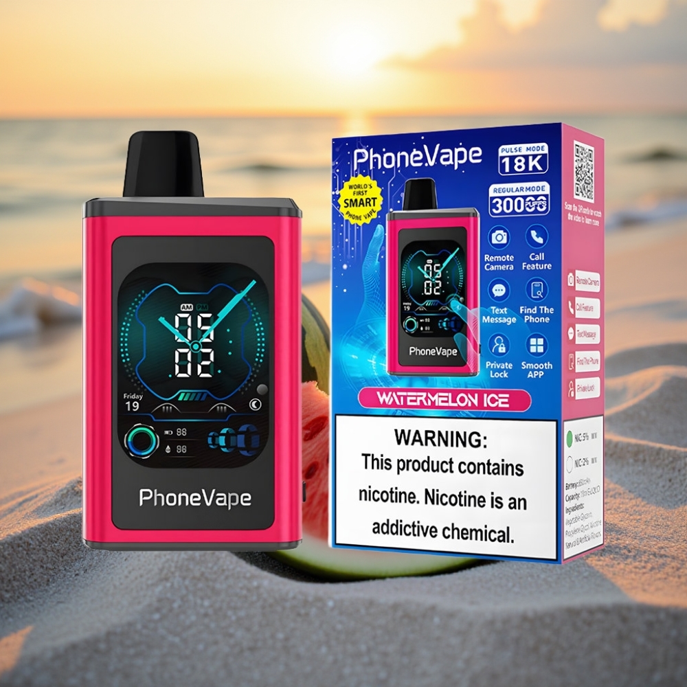 JNR PhoneVape 30000 puffs Vienreizējās lietošanas vape Arbūza Ledus ar 850mAh bateriju, Turbo režīms, pielāgojams gaisa plūsma, lietotne
