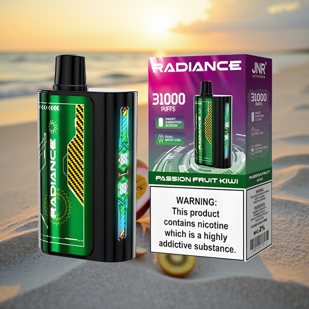 JNR Radiance 31000 Puffs Vienreizējās lietošanas vape Mākoņaugļu Kiwi 28ml 2% Nikotīna