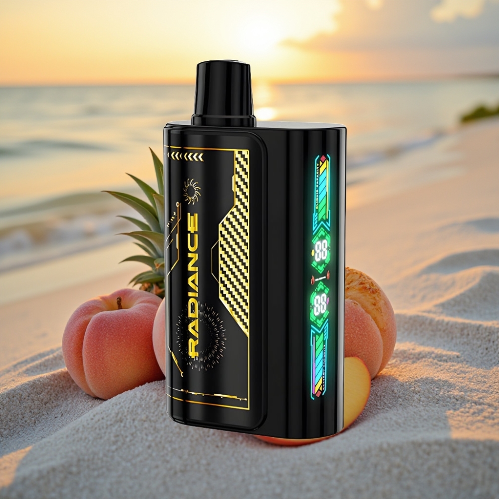 JNR Radiance 31000 Puffs Vienreizējās lietošanas vape PERSIKU MANGO ANANĀSS, 28ml, 950mAh, Type-C