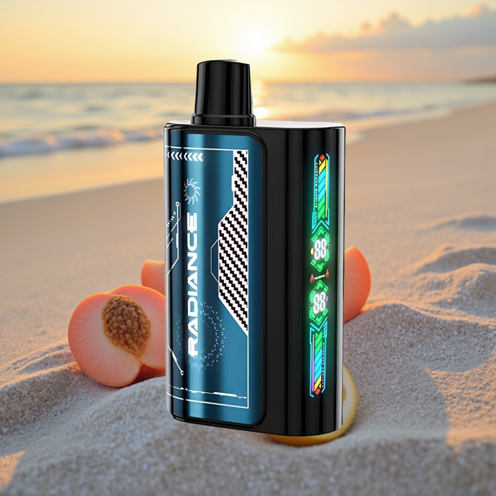 JNR Radiance 31000 Puffs Vienreizējās lietošanas vape VASARAS PERSIKU LEDUS, 28ml, 950mAh, Type-C