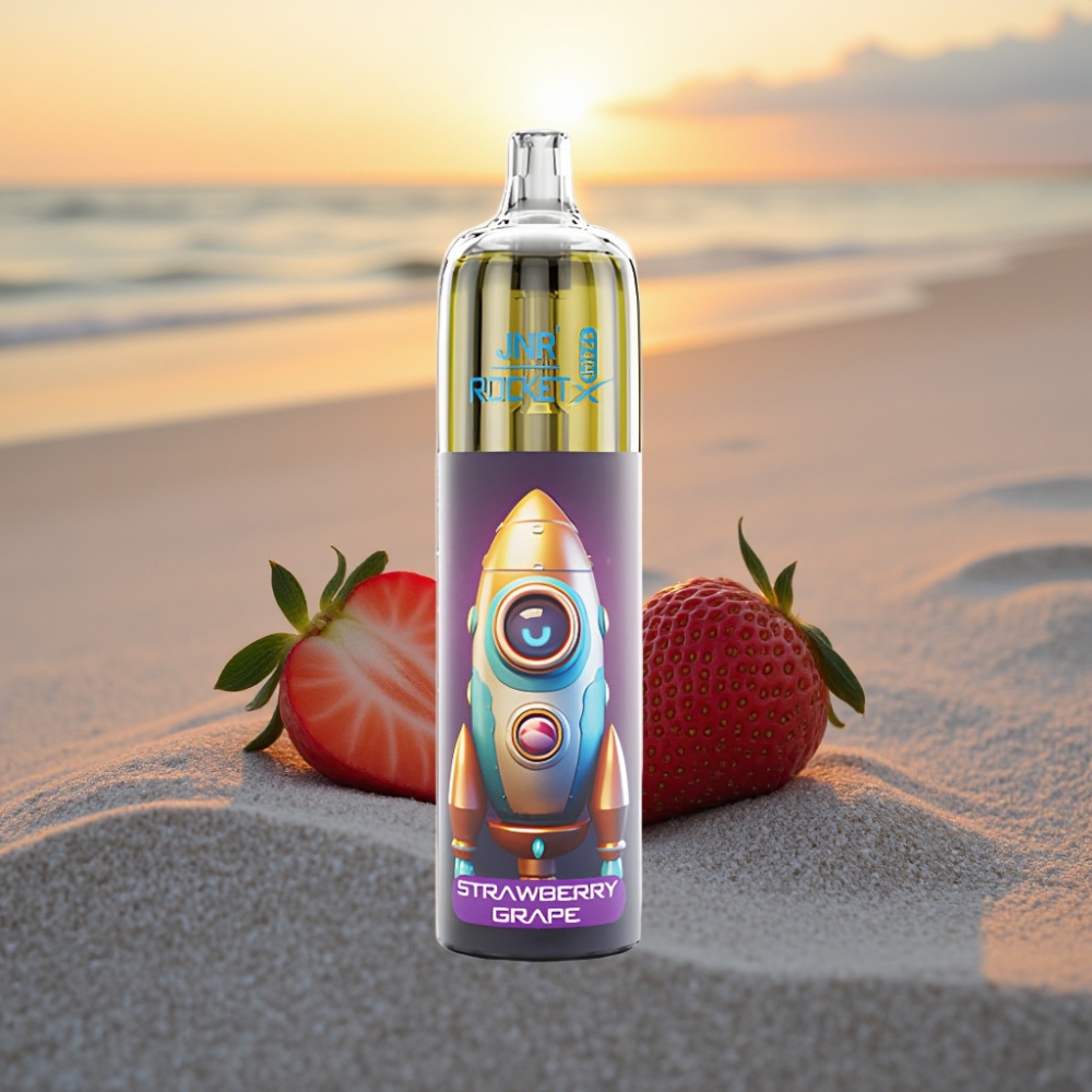 JNR Rocket-X 12400 Puffs Vienreizējās lietošanas vape (Zemeņu Vīnogu Garša) – Adjustable Airflow, RGB, 850mAh, Type-C