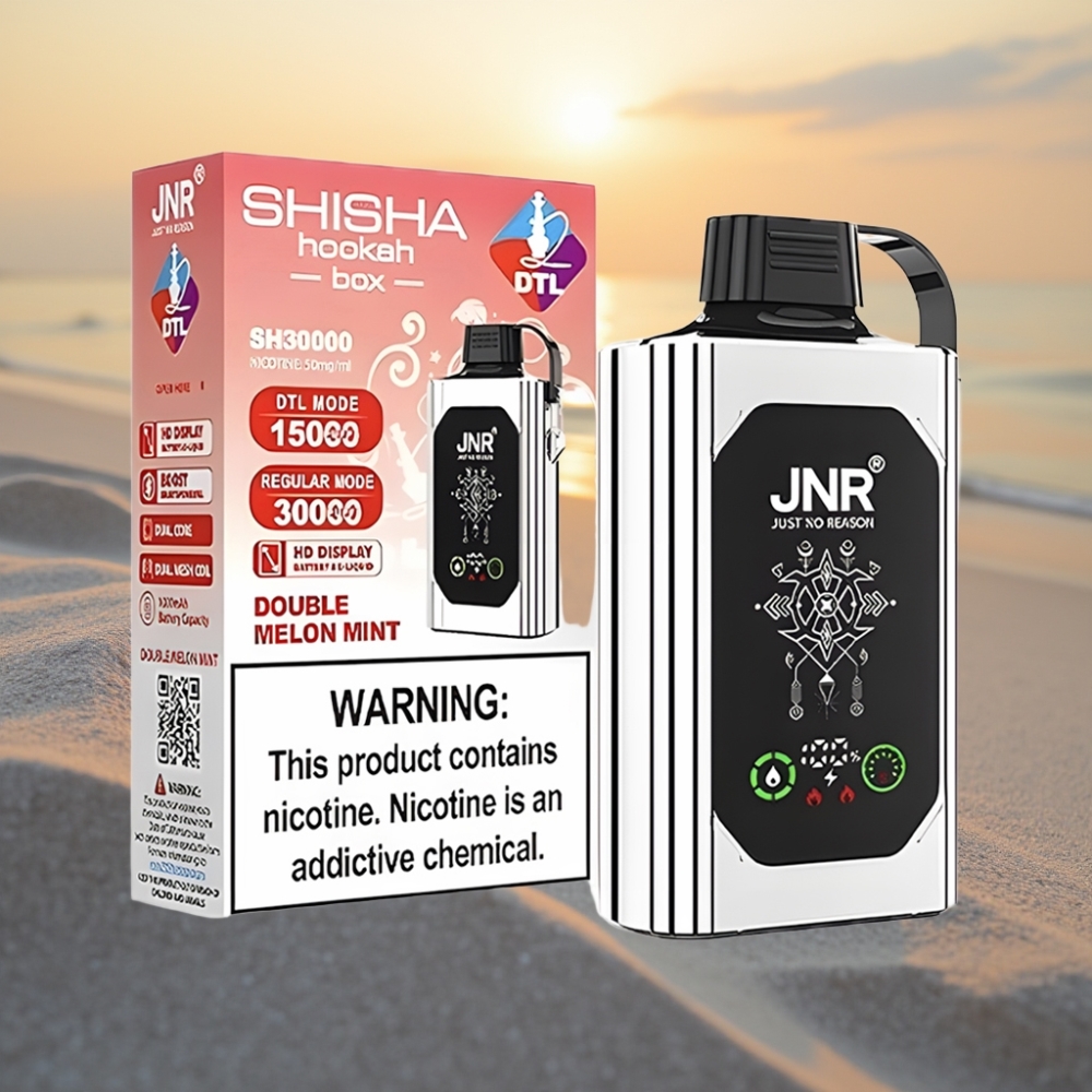 JNR Shisha Hookah Box 20500 Puffs Vienreizējās lietošanas vape Divu Āboli, HD displejs, 1000mAh, 25ml, Dual Mesh Coil, Type-C