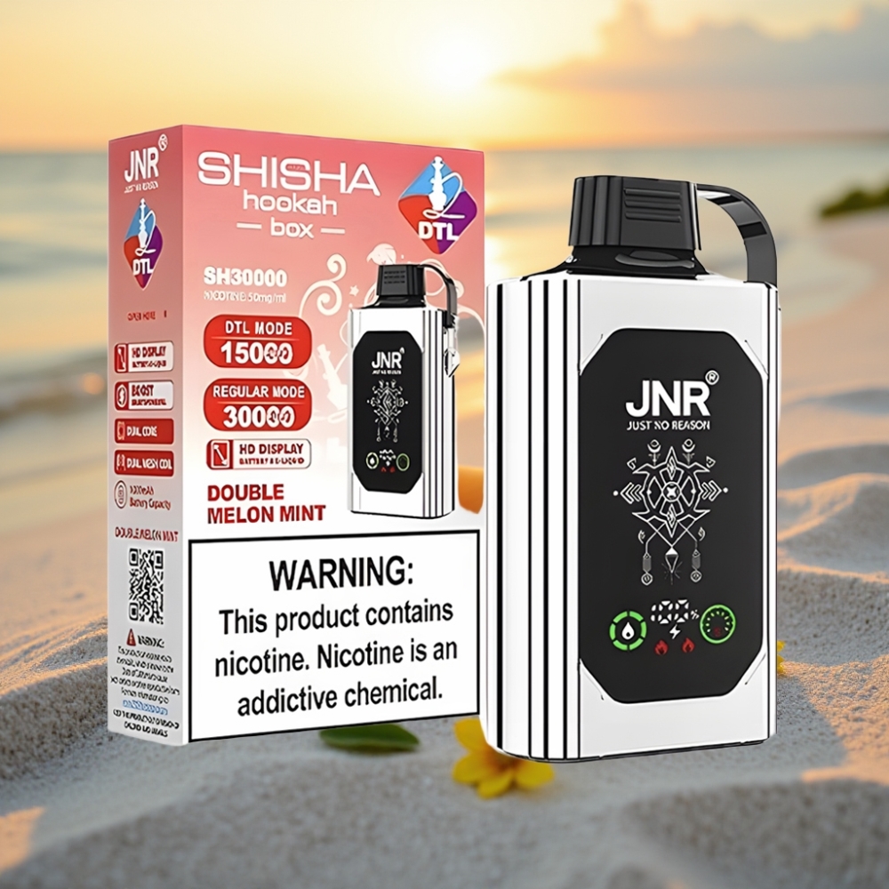 JNR Shisha Hookah Box 20500 Puffs Vienreizējās lietošanas vape Dubultā Melona Mētra HD Displejs 1000mAh 25ml Dual Mesh Coil Type-C