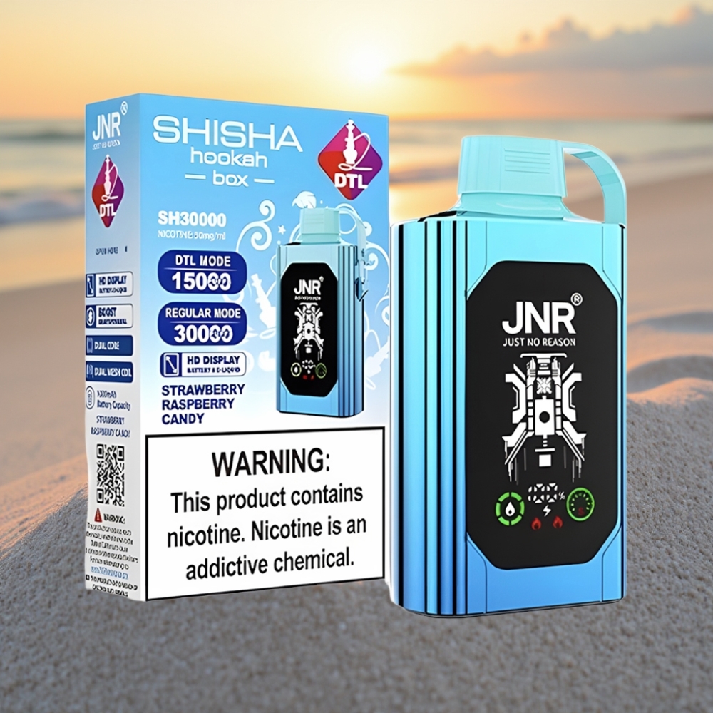 JNR Shisha Hookah Box 20500 Puffs Vienreizējās lietošanas vape Zemeņu Avenes Konfekšu, HD Displejs, 1000mAh, 25ml, Type-C