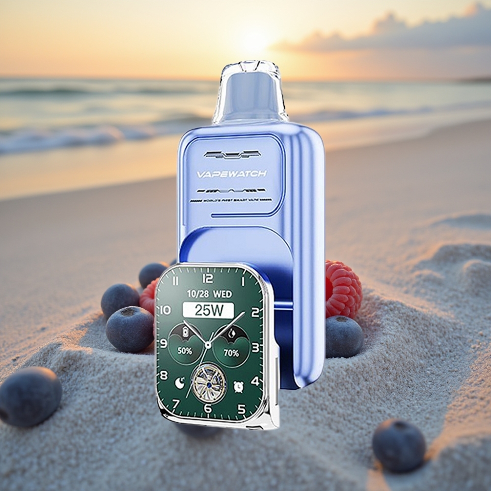 JNR VapeWatch 30000 Pūšu Izmetamais Veips Zilā Aveņu Ledus, 1000mAh, 19mL, 5%