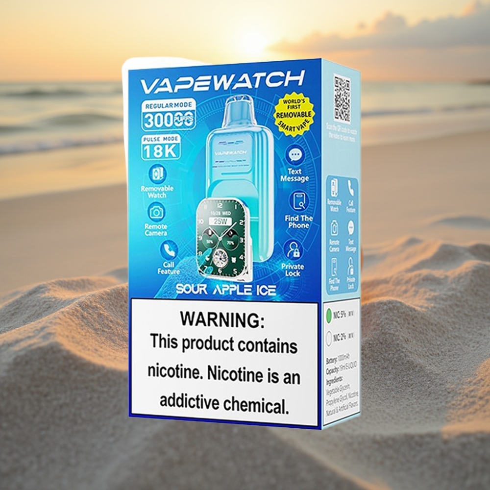 JNR VapeWatch 30000 Puffs Izsūkšanas Vape Skābo Ābeļu Ledus, 19mL, 5% nikotīna, Type-C