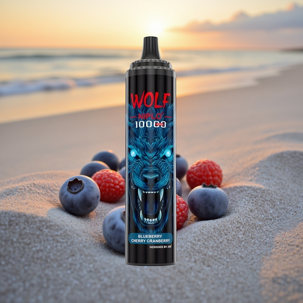 JNR Wolf Niplo 10000 Puffs Disposable Veips Zemeņu Ķiršu Dzērveņu, 20ml, 5%