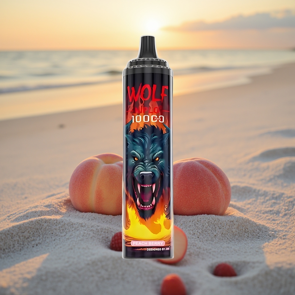 JNR Wolf Niplo 10000 Puffs Vienreizējās lietošanas vape Persiku Ogles (Peach Berry) 20ml 5% Type-C