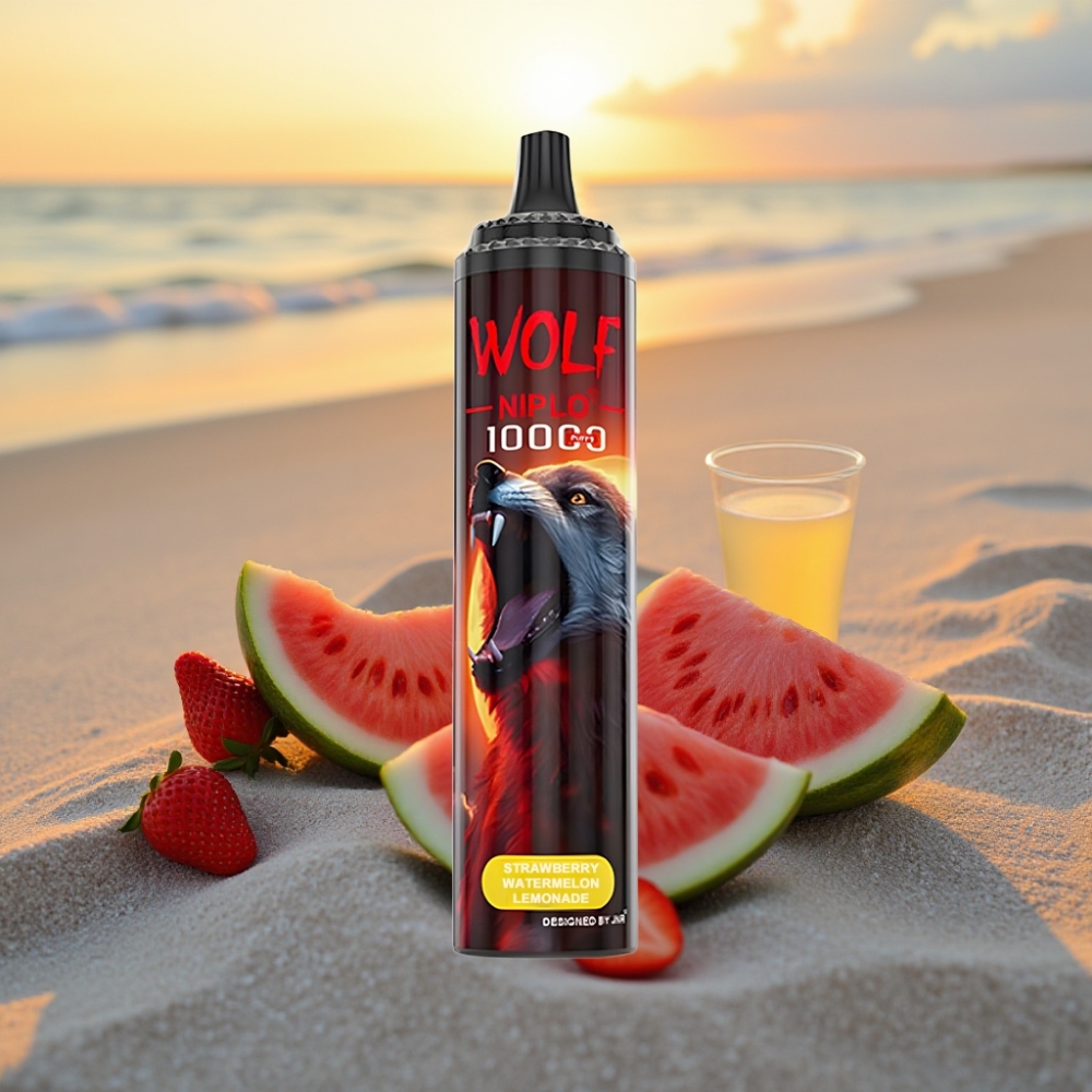 JNR Wolf Niplo 10000 Puffs Vienreizējās lietošanas vape Zemeņu Arbūzu Limonāde, 1.0 Ohm, 650mAh, 20ml, 0%/2%/5%, Type-C