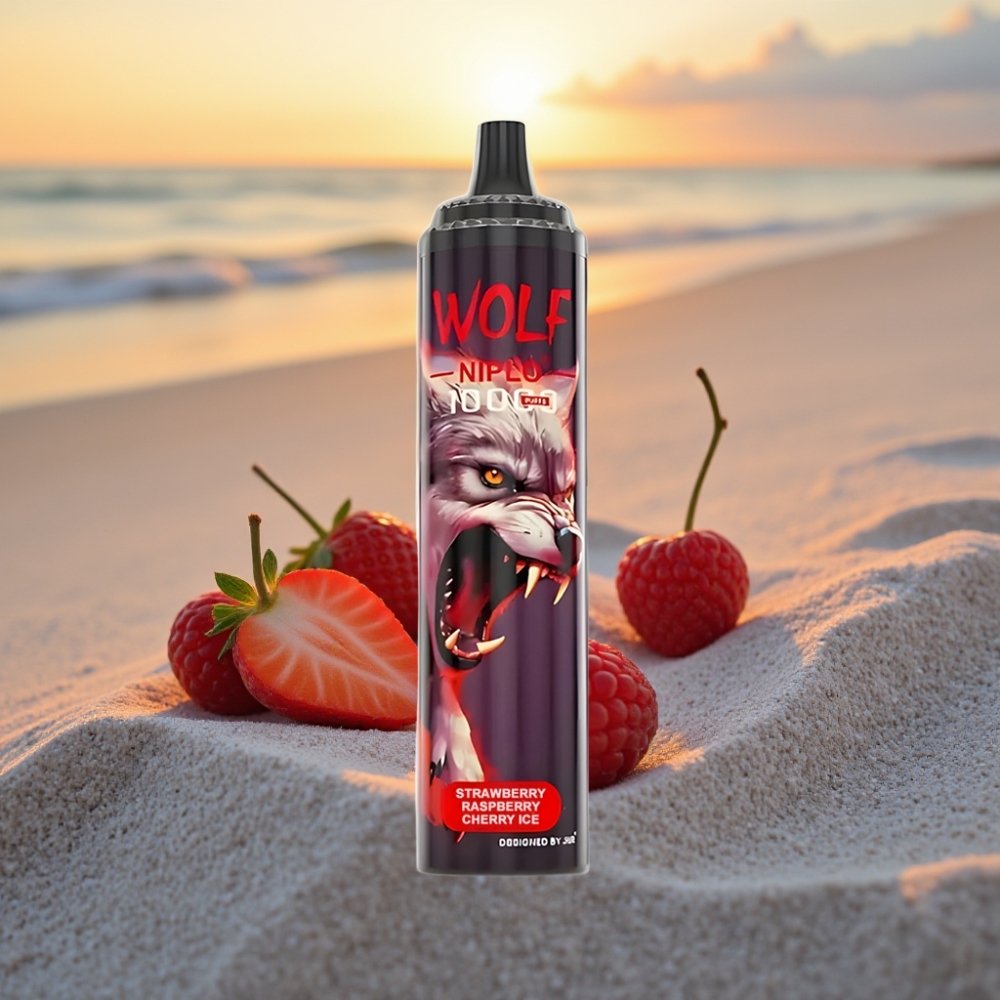 JNR Wolf Niplo 10000 Puffs Vienreizējās lietošanas vape Zemeņu Aveņu Ķiršu Ledus, 1.0 Ohm, 650mAh, 20ml, 0%/2%/5%