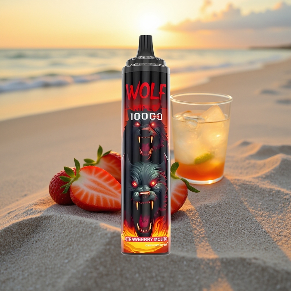 JNR Wolf Niplo 10000 Puffs Vienreizējās lietošanas vape Zemeņu Mojito, 20ml, 1.0 Ohm, Type-C