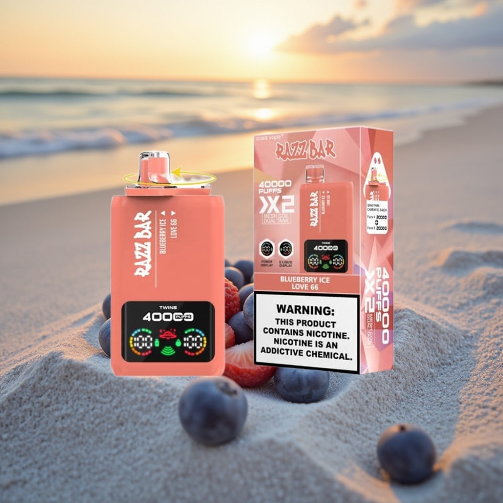 Razz Bar 40000 Puffs Vienreizējās lietošanas vape EKRĀNS AR BATERIJAS STATUSU, TĪKLA SPOLE 1.0Ω×2, 650 mAh, TYPE-C, 2%/5% nikotīns, MĒTELES & MĪLESTĪBA 66