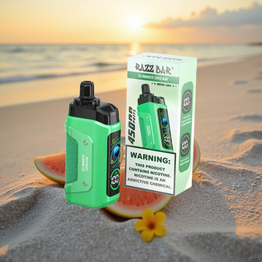 Razz Bar 45000 Pūfu Vienreizējās lietošanas vape Vasaras Sapnis, 1.0 Ohm, Adjustable Airflow, 650mAh, Type-C, 20mg/ml