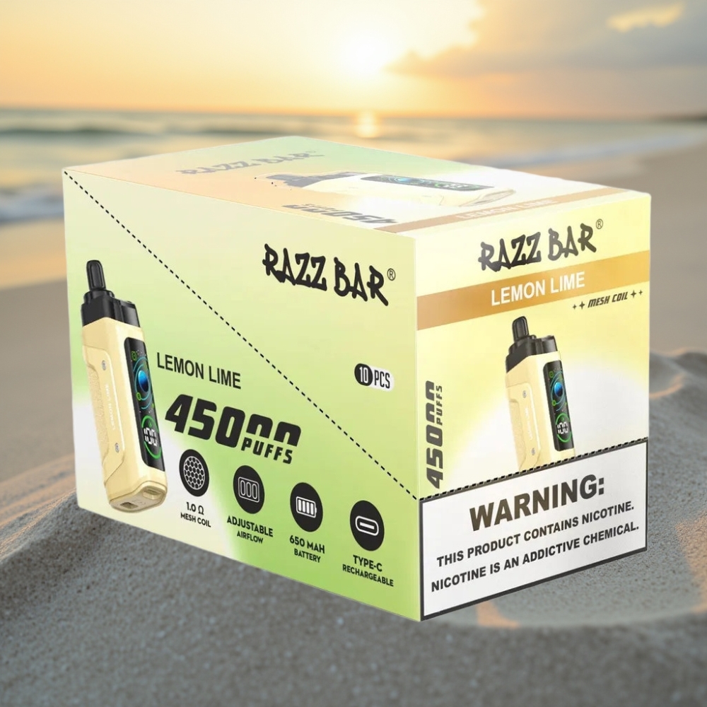 Razz Bar 45000 Puffs Vienreizējās lietošanas vape Citrons & Laims, 1.0 Ohm, Type-C, 20 mg/ml